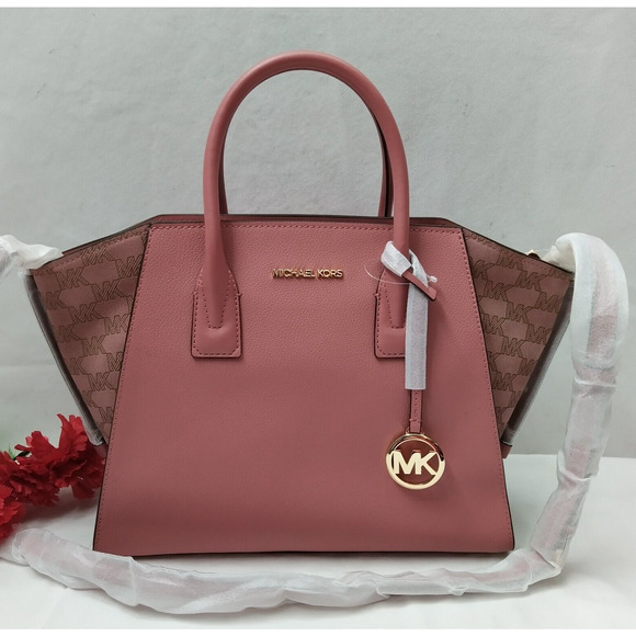 Michael Kors Avril Rose Pink Leather Large Tote Satchel Bag - NWT $628